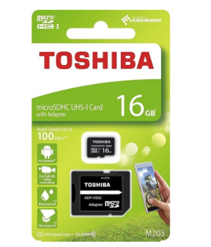16GB MicroSD TOSHIBA Exceria THN-M203K0160EA UHS-I Class 10 Adaptörlü Hafıza Kartı 100mb/sn